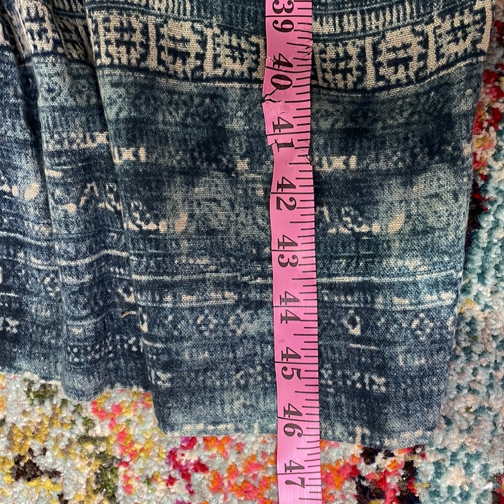 Free People Blue Boho Maxi Square Neck Tribal Print sz L - Picture 11 of 11